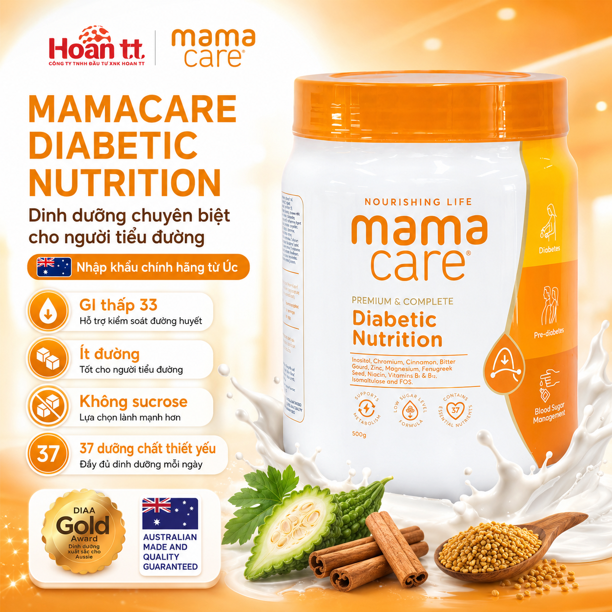 Sản phẩm dinh dưỡng Mamacare Úc cho người tiểu đường 500g