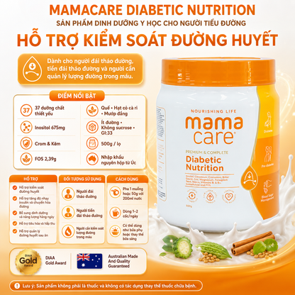 Sản phẩm dinh dưỡng Mamacare Úc cho người tiểu đường 500g